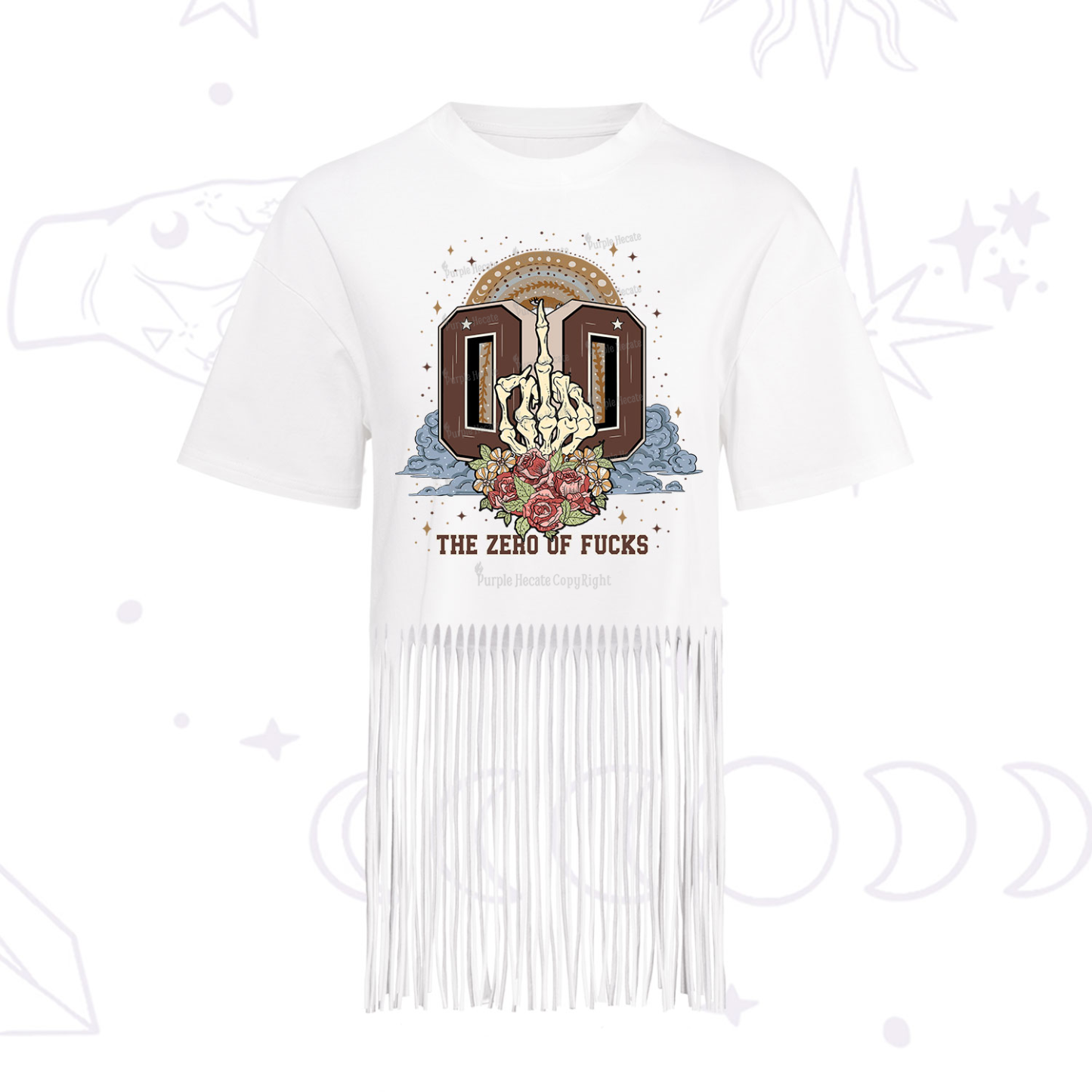 Purplehecate The Zero of Fucks No Apologies Fringe Hem T-Shirt