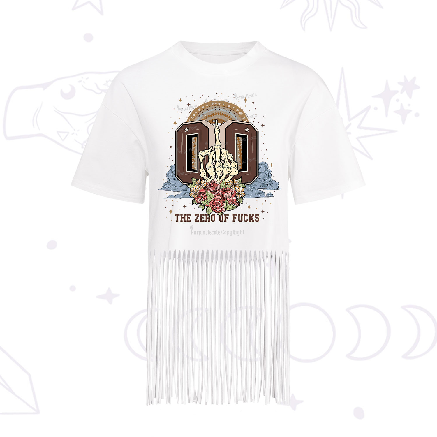 Purplehecate The Zero of Fucks No Apologies Fringe Hem T-Shirt