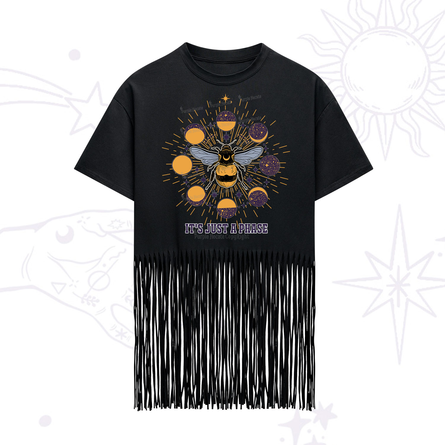 Purplehecate It's Just a Moon Bee Phase Fringe Hem T-Shirt