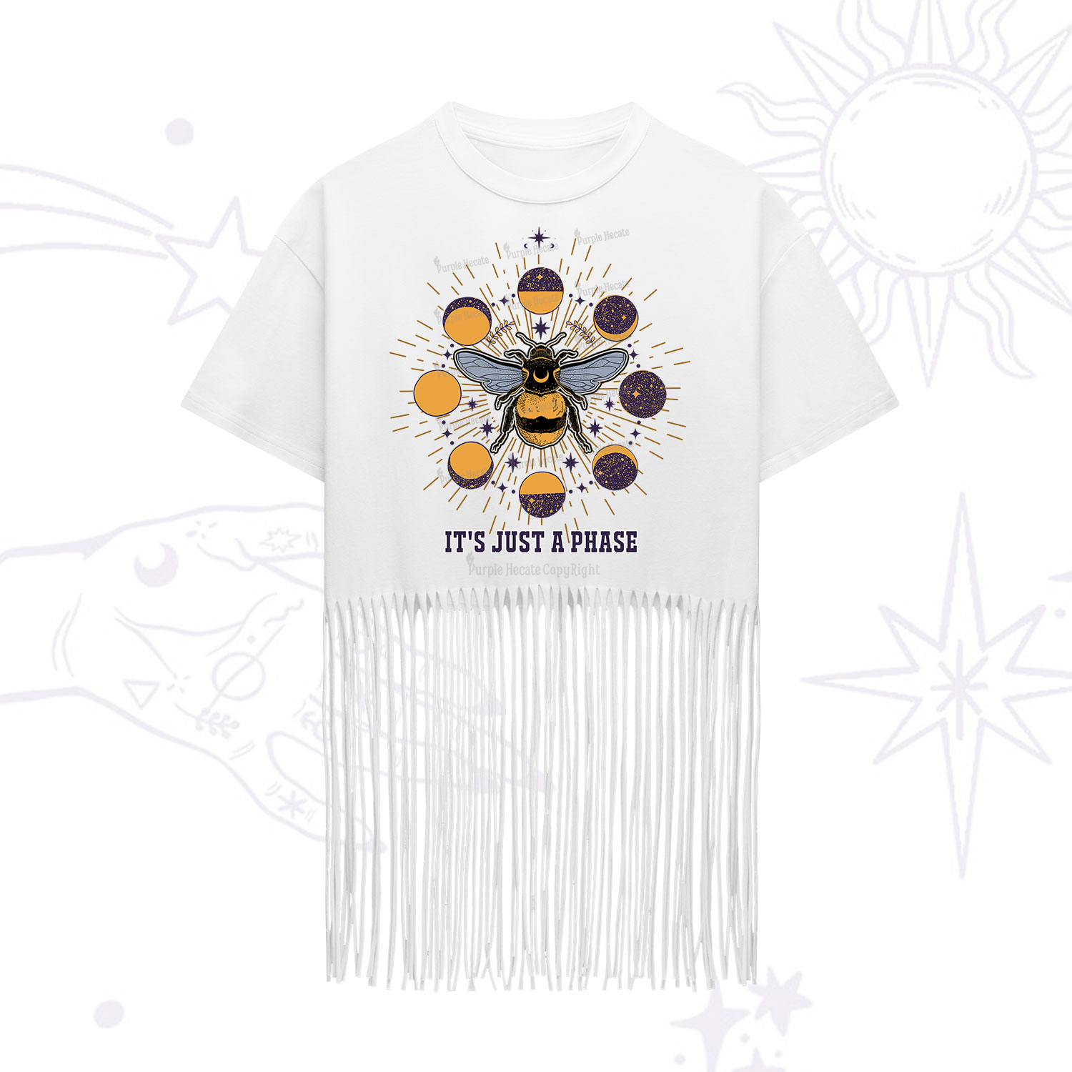 Purplehecate It's Just a Moon Bee Phase Fringe Hem T-Shirt