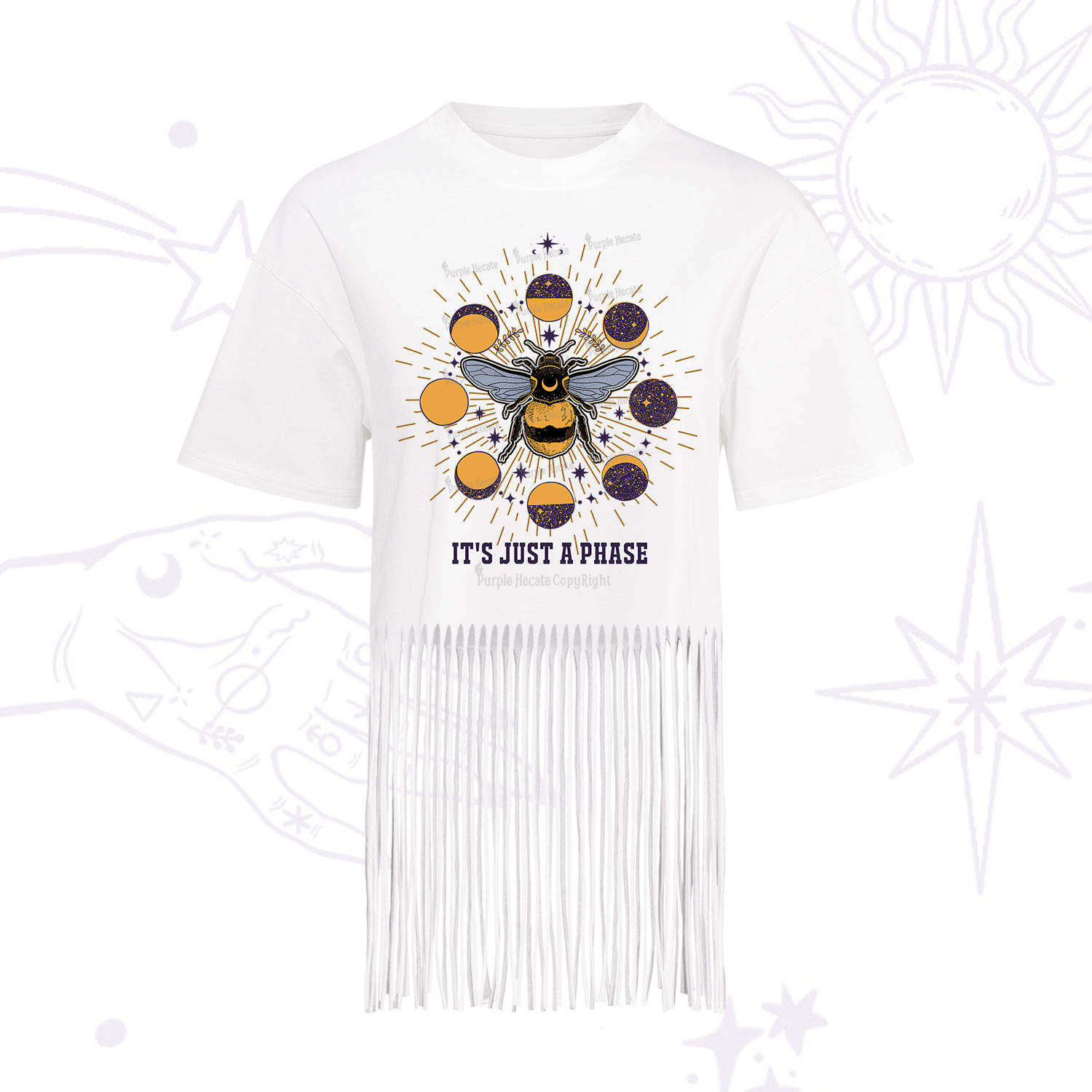 Purplehecate It's Just a Moon Bee Phase Fringe Hem T-Shirt
