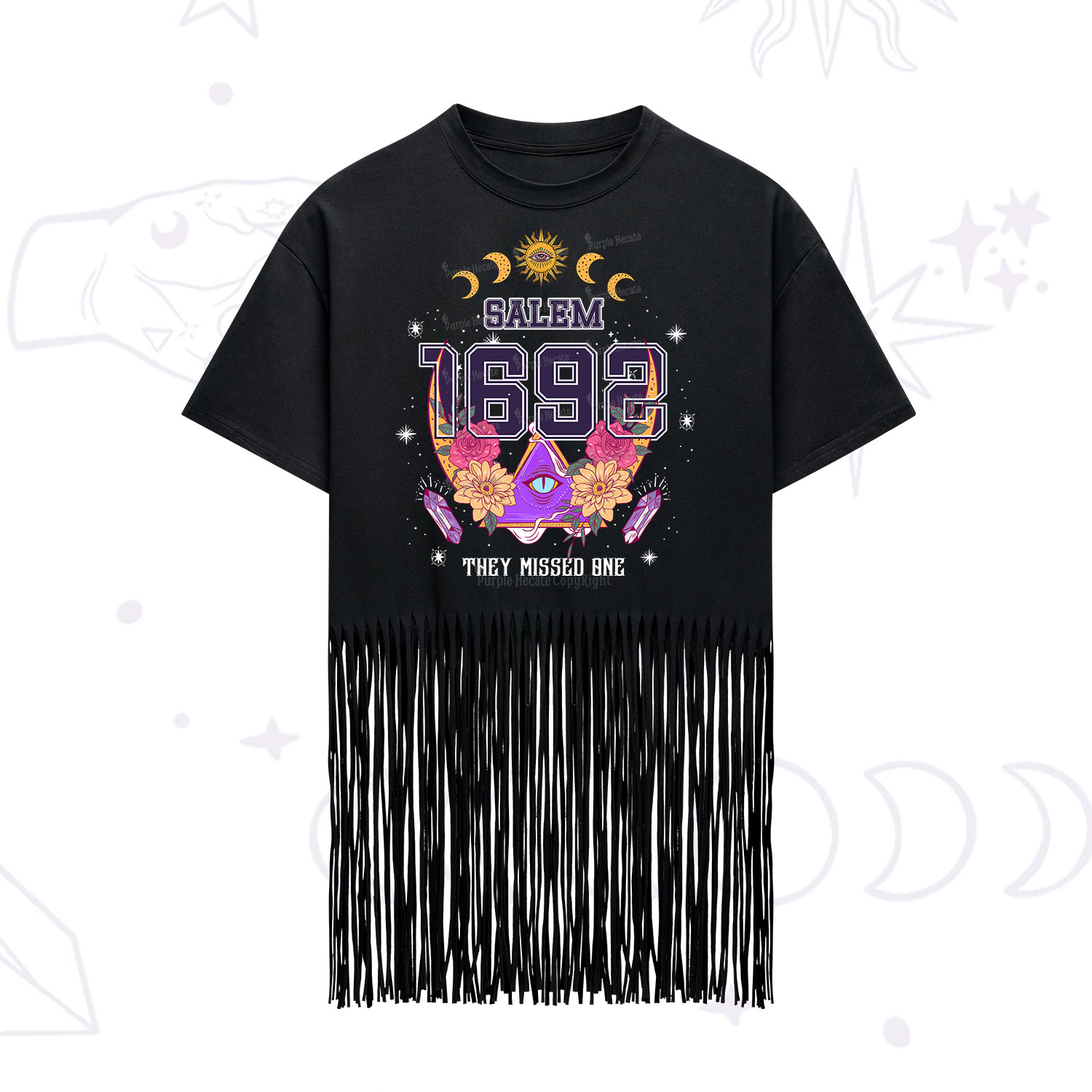Purplehecate Salem 1692 They Missed One Fringe Hem T-Shirt