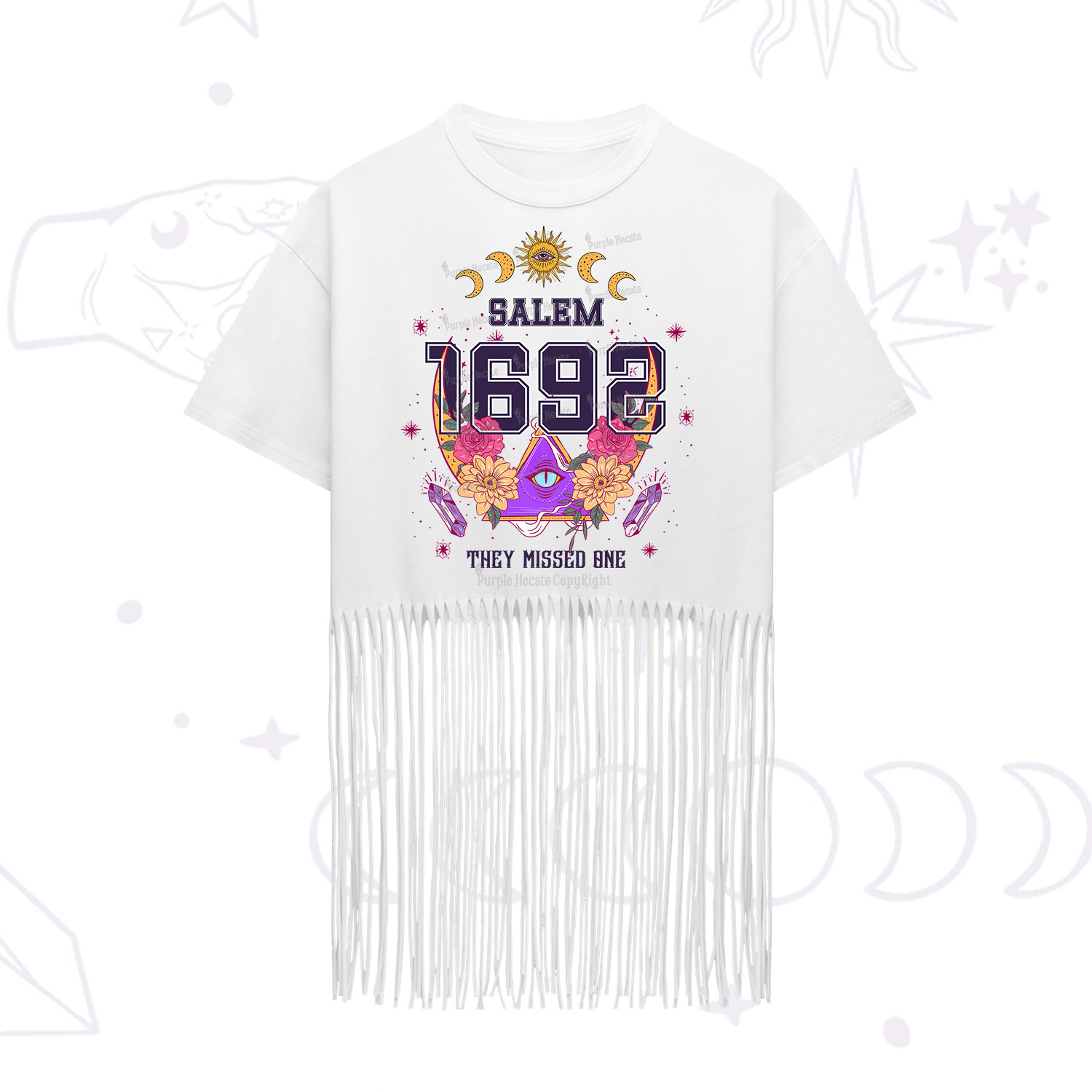 Purplehecate Salem 1692 They Missed One Fringe Hem T-Shirt