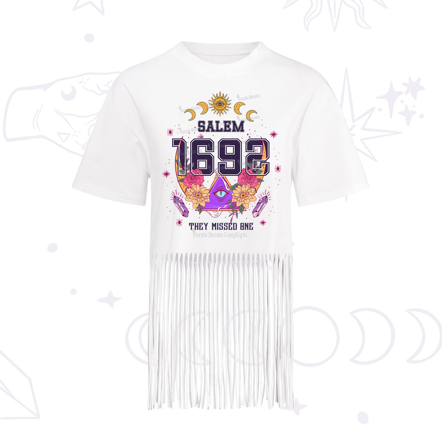 Purplehecate Salem 1692 They Missed One Fringe Hem T-Shirt