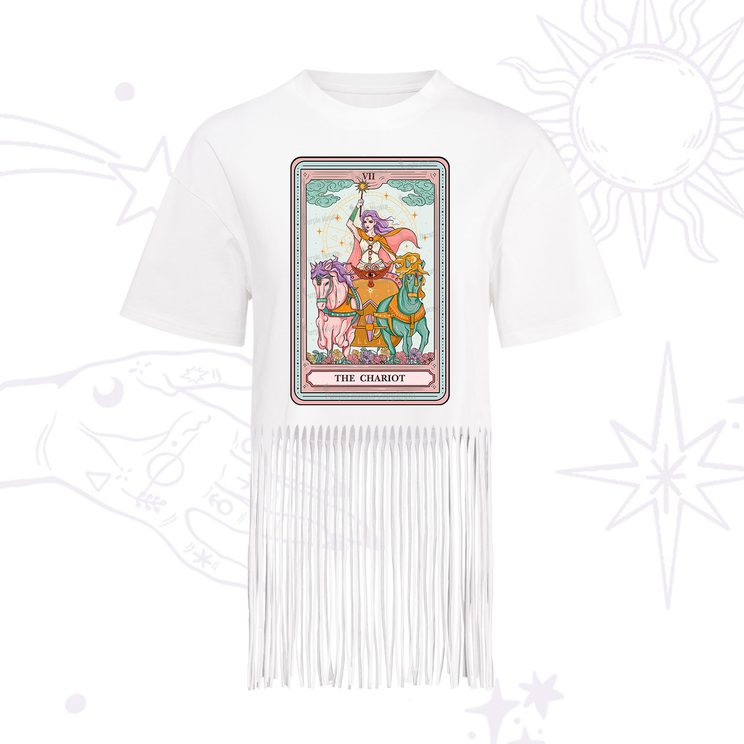 Purplehecate The Chariot Tarot Fringe Hem T-Shirt
