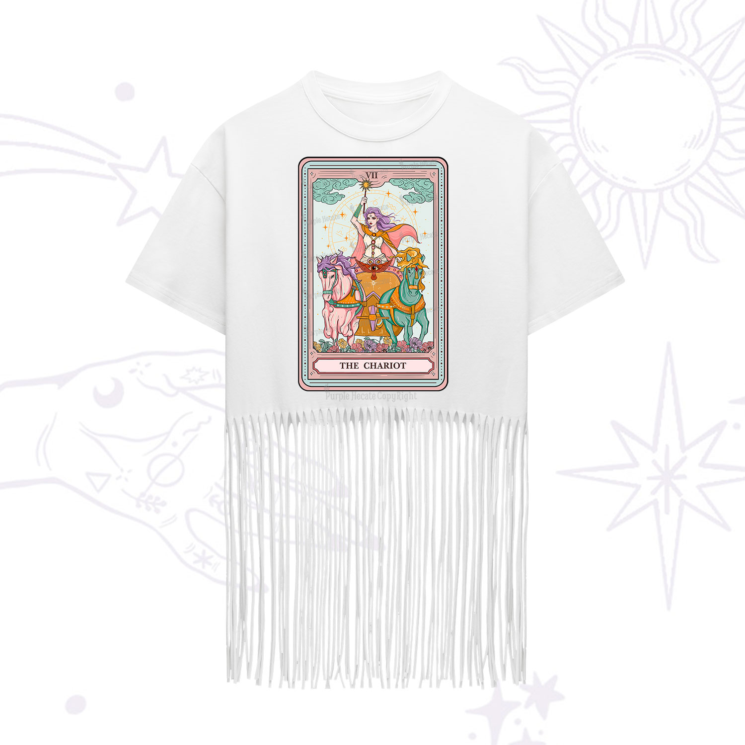 Purplehecate The Chariot Tarot Fringe Hem T-Shirt
