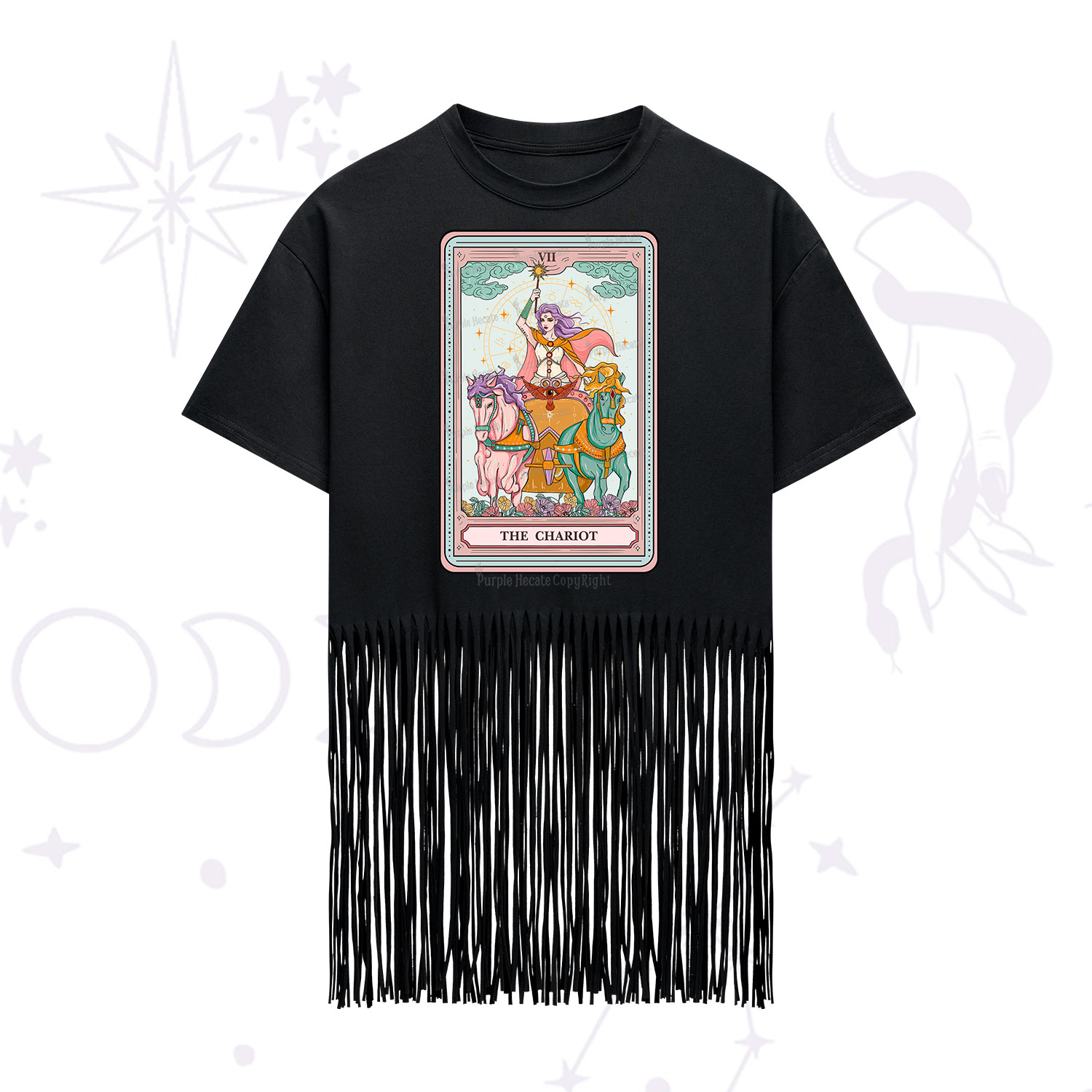 Purplehecate The Chariot Tarot Fringe Hem T-Shirt
