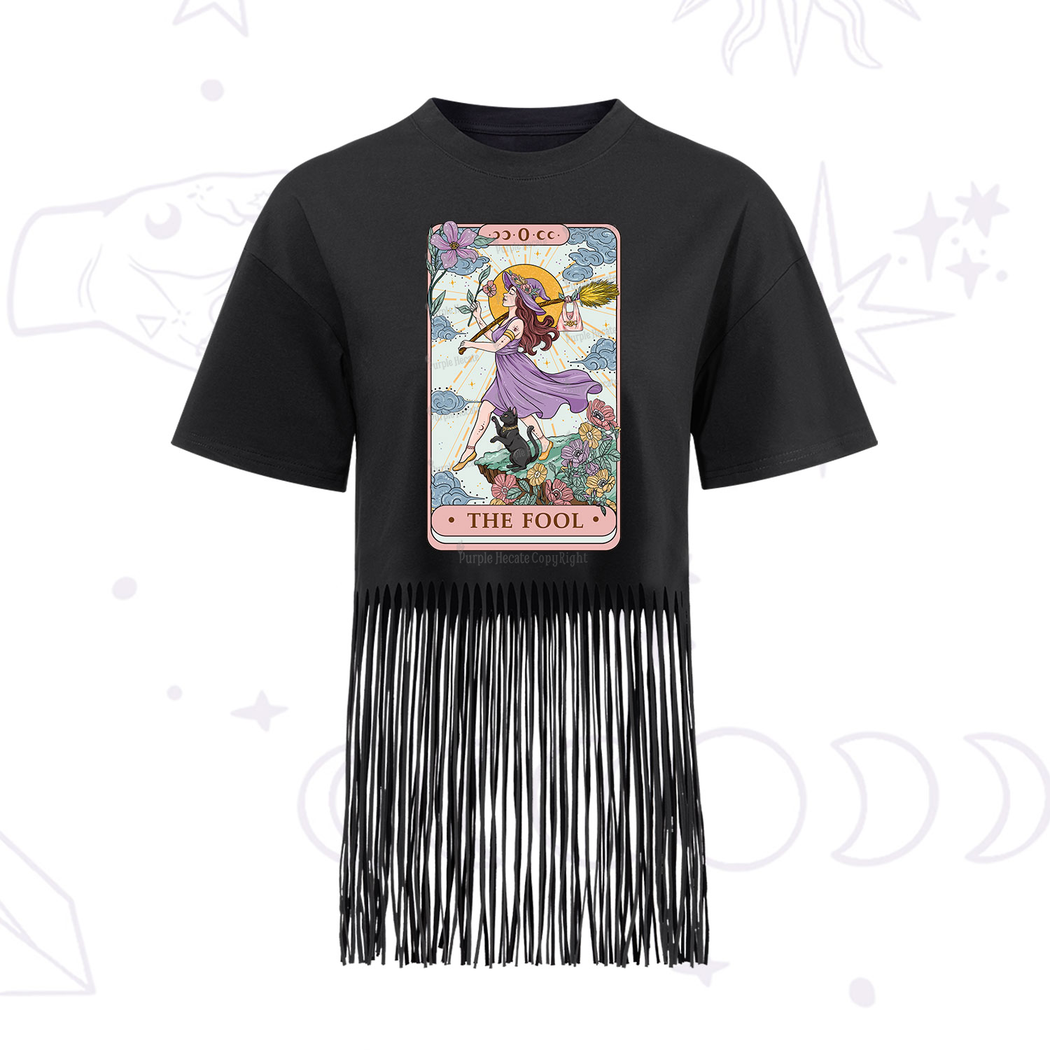 Purplehecate The Witchling Fool Tarot Fringe Hem T-Shirt
