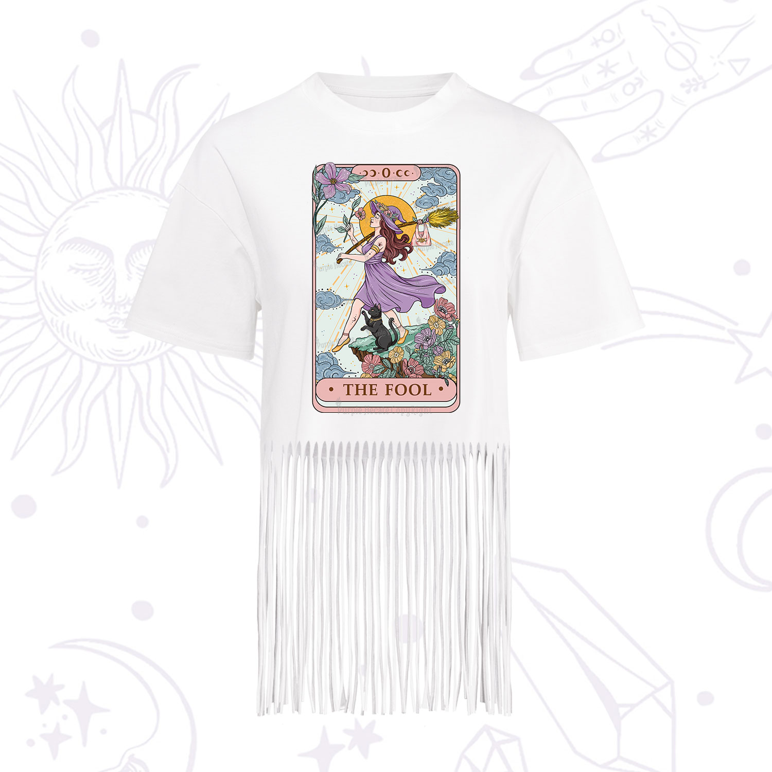 Purplehecate The Witchling Fool Tarot Fringe Hem T-Shirt