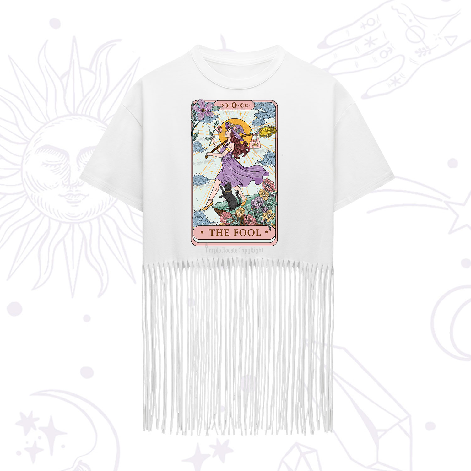 Purplehecate The Witchling Fool Tarot Fringe Hem T-Shirt