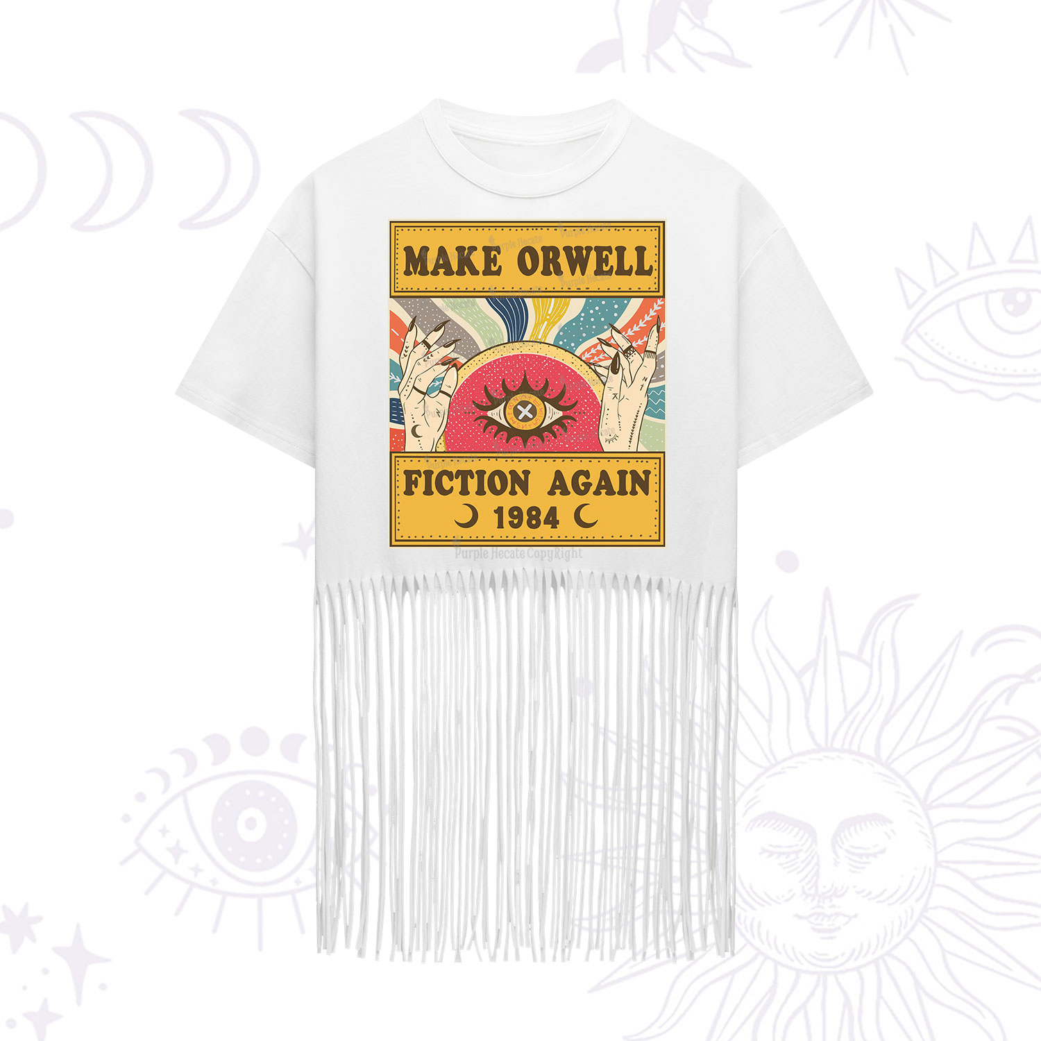 Purplehecate Make 1984 Fiction Again Fringe Hem T-Shirt