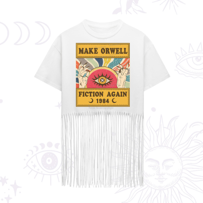 Purplehecate Make 1984 Fiction Again Fringe Hem T-Shirt