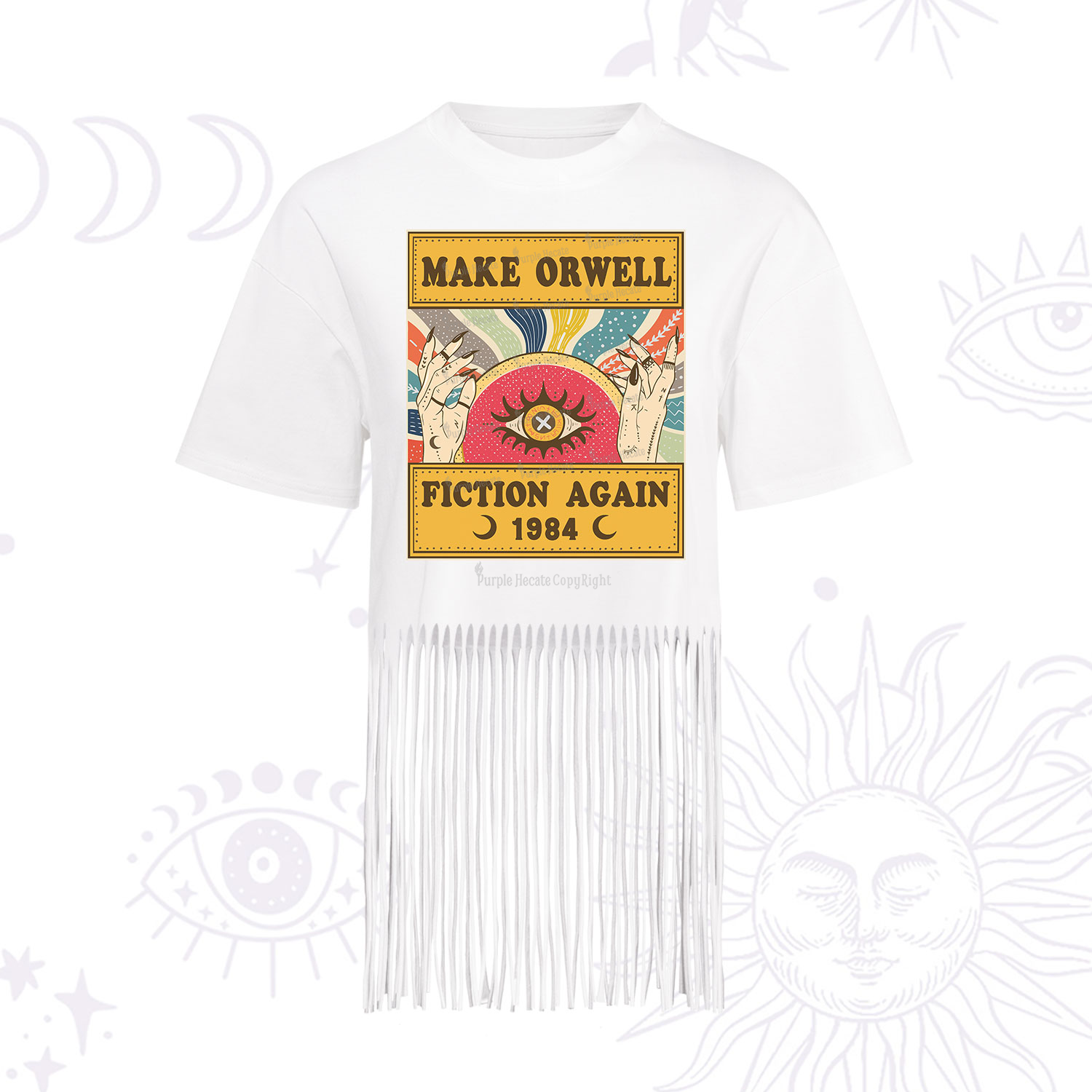 Purplehecate Make 1984 Fiction Again Fringe Hem T-Shirt