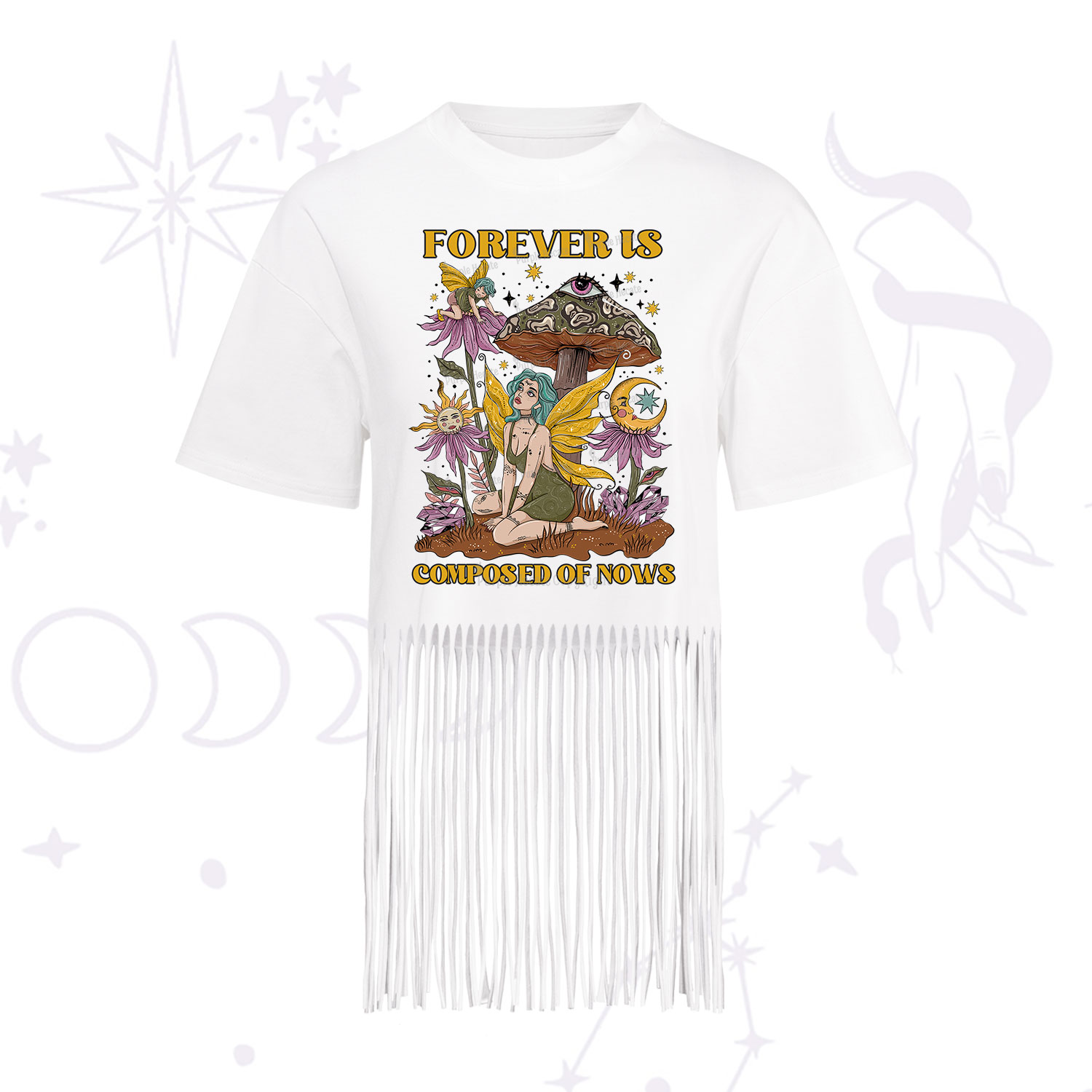 Purplehecate Forever Is Composed Of Nows Fringe Hem T-Shirt