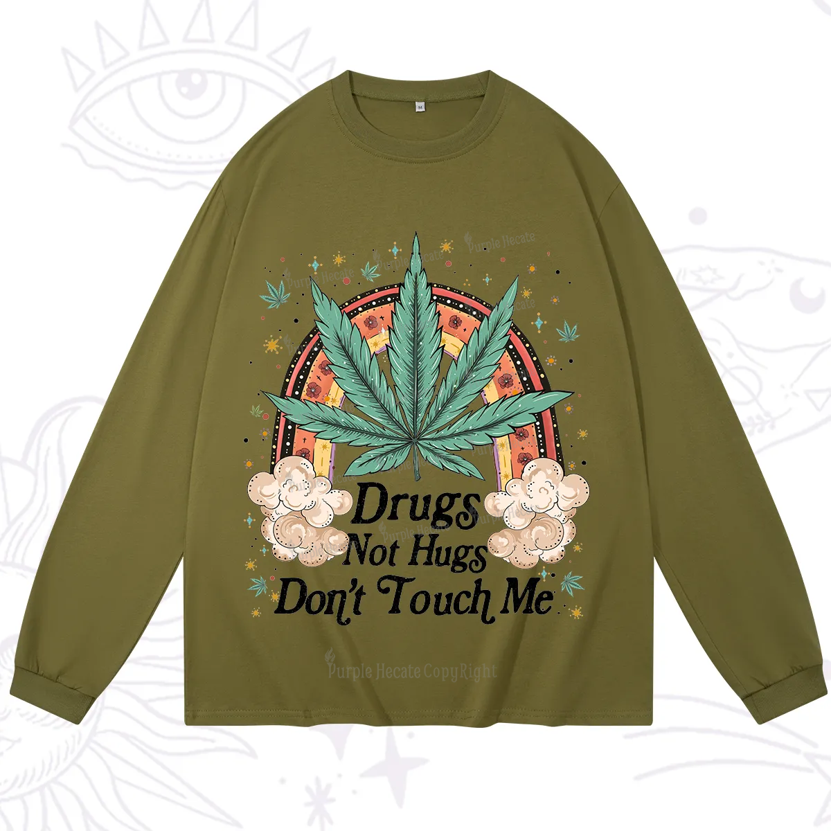Purplehecate Drugs Not Hugs Long Sleeve T-Shirt