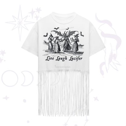 Purplehecate Live Laugh Lucifer Occult Fringe Hem T-Shirt