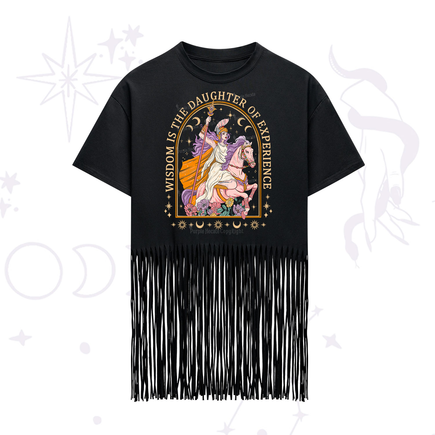 Purplehecate Wisdom Is The Daughter Of Experience Fringe Hem T-Shirt