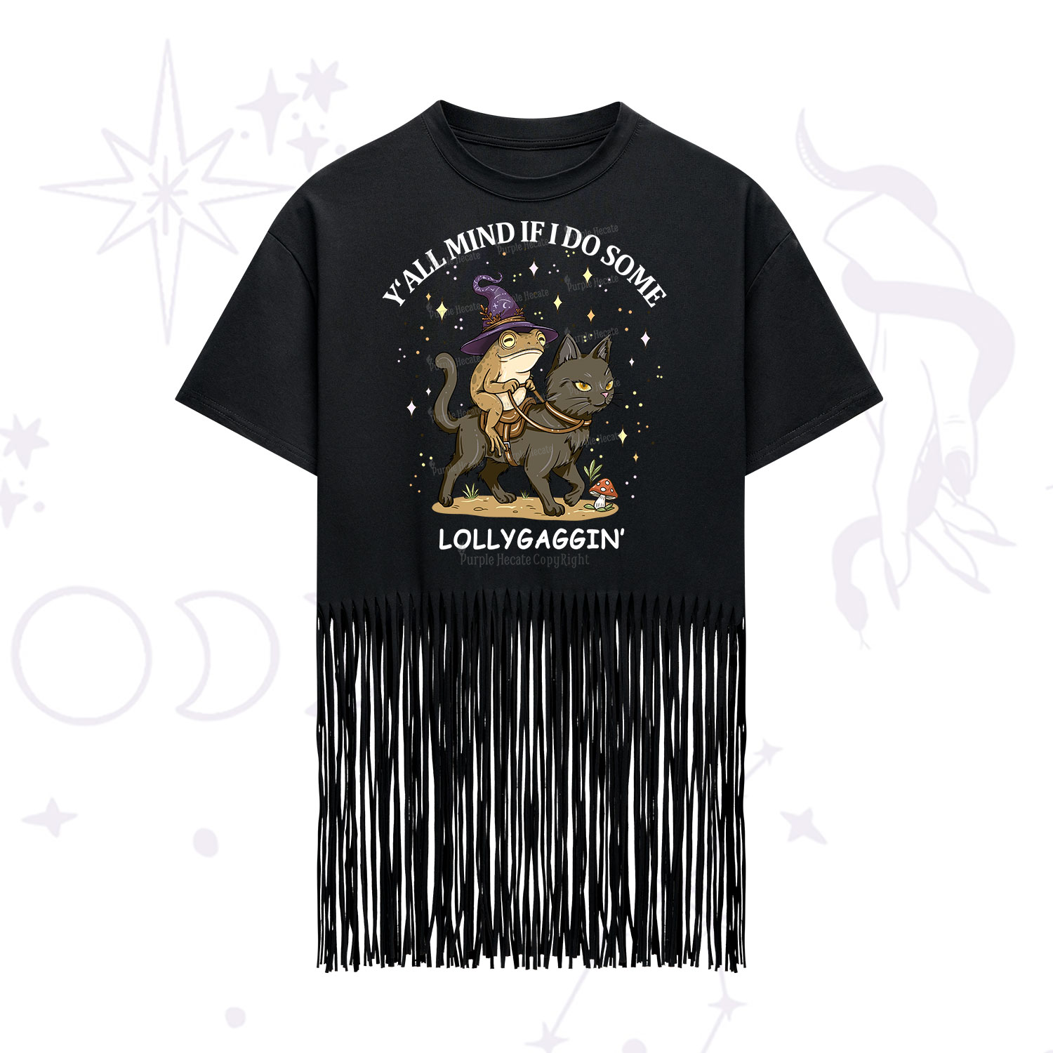 Purplehecate Y'all Mind If I Do Some Lollygaggin' Fringe Hem T-Shirt