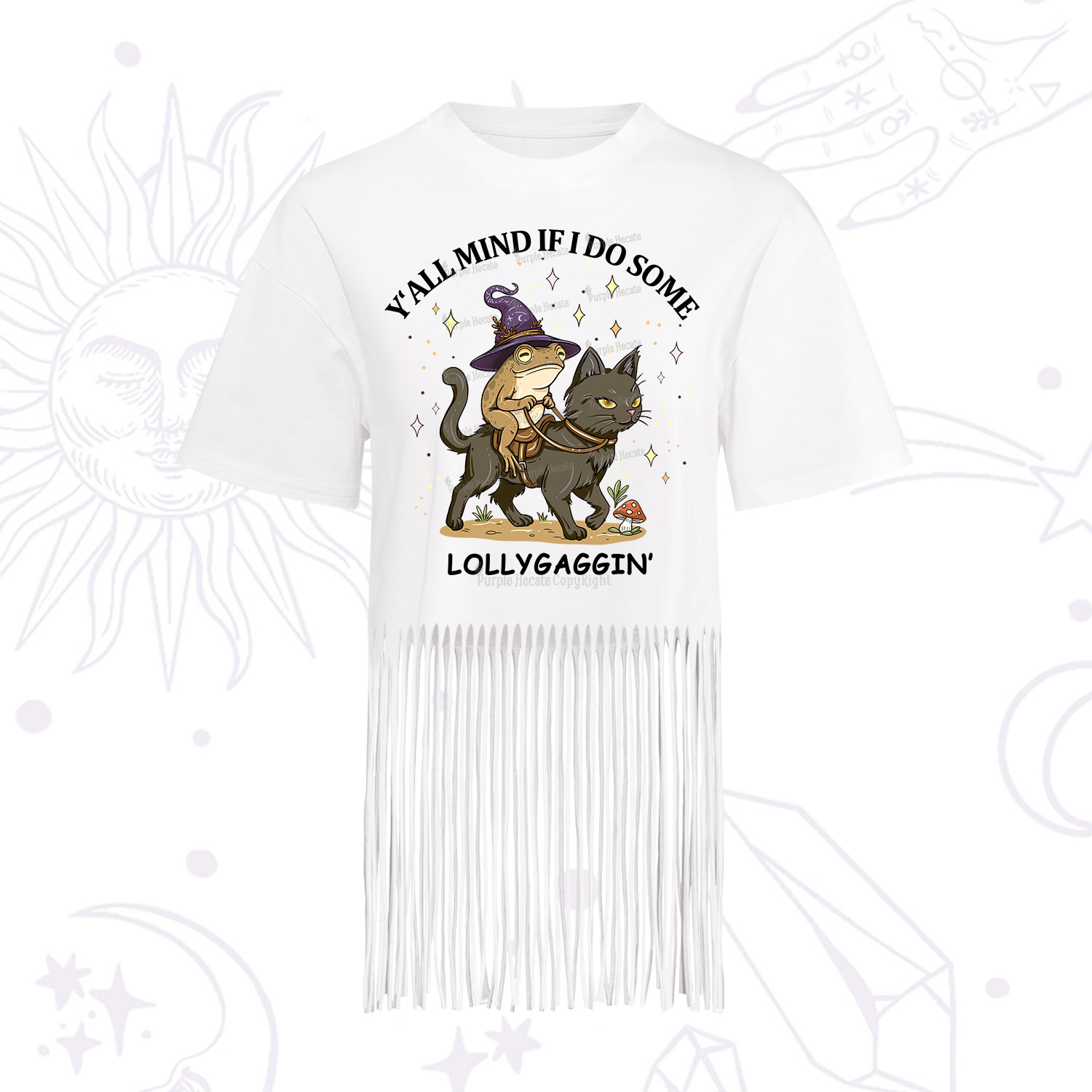 Purplehecate Y'all Mind If I Do Some Lollygaggin' Fringe Hem T-Shirt