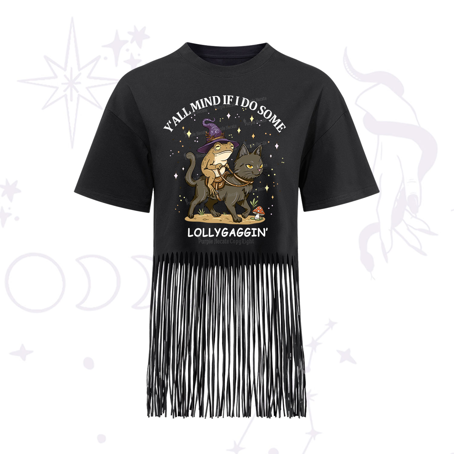 Purplehecate Y'all Mind If I Do Some Lollygaggin' Fringe Hem T-Shirt