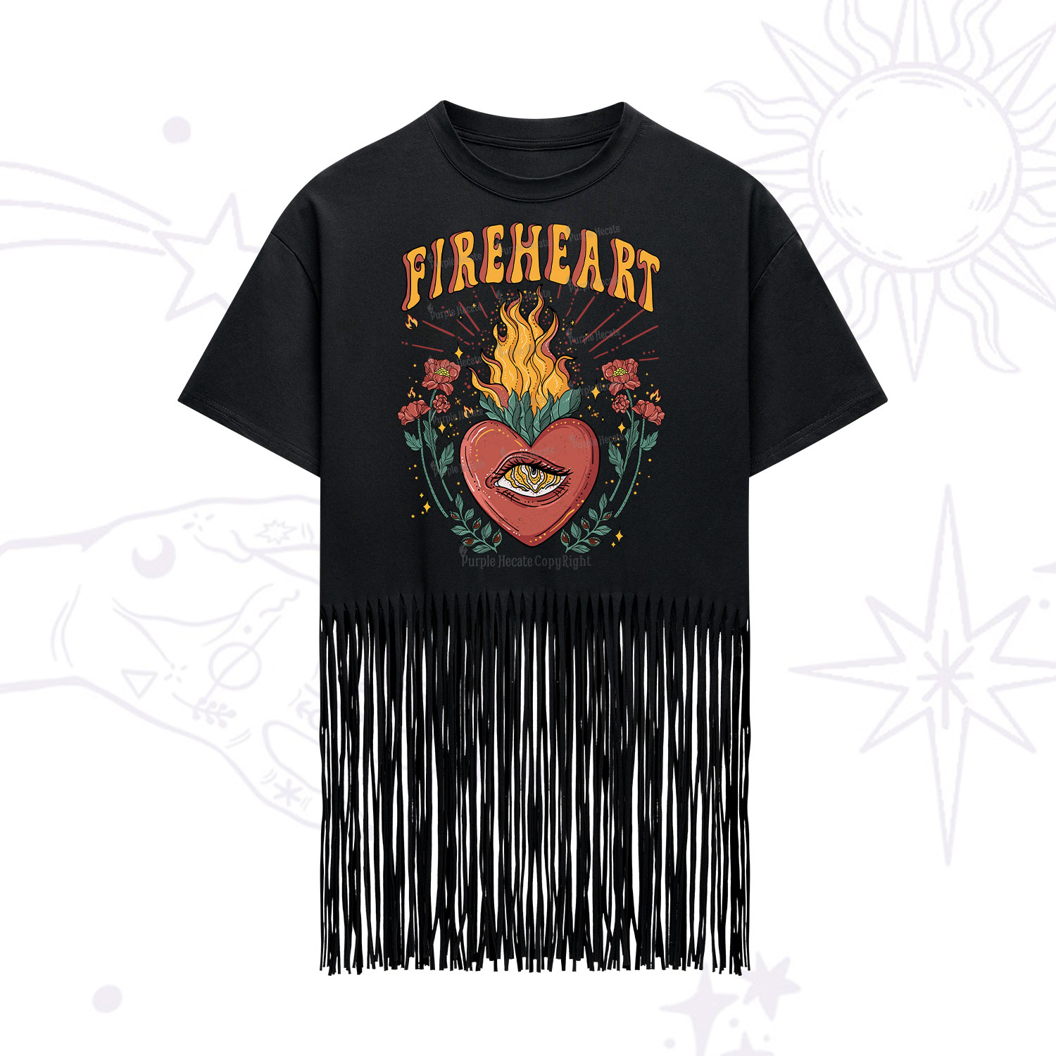 Purplehecate Fireheart Fringe Hem T-Shirt