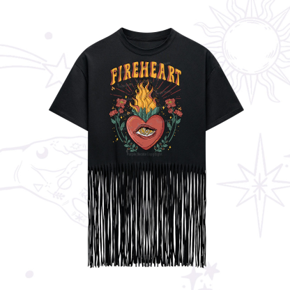 Purplehecate Fireheart Fringe Hem T-Shirt