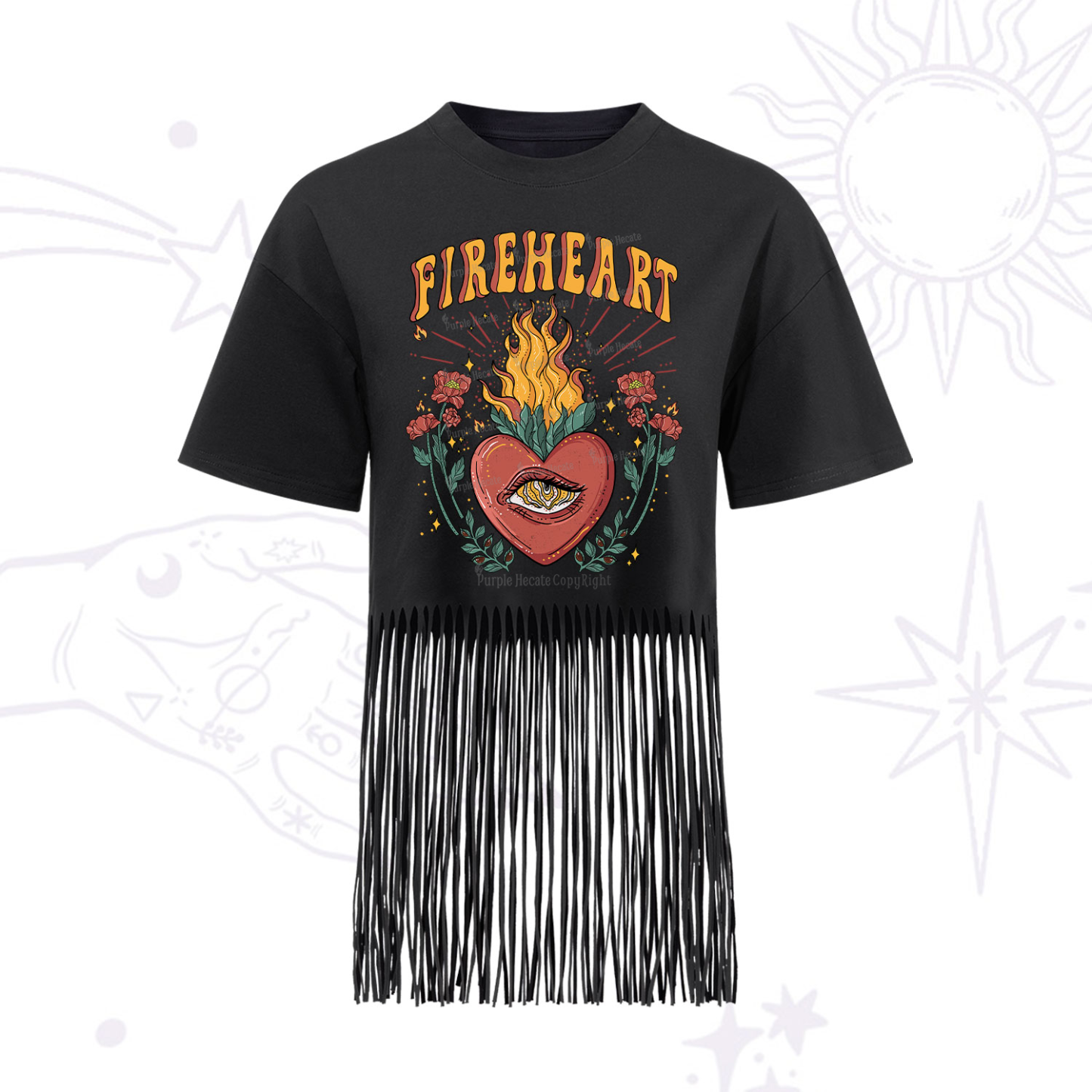 Purplehecate Fireheart Fringe Hem T-Shirt