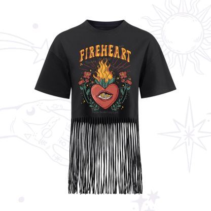 Purplehecate Fireheart Fringe Hem T-Shirt