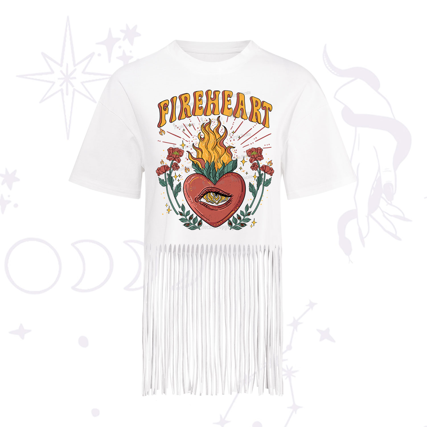 Purplehecate Fireheart Fringe Hem T-Shirt