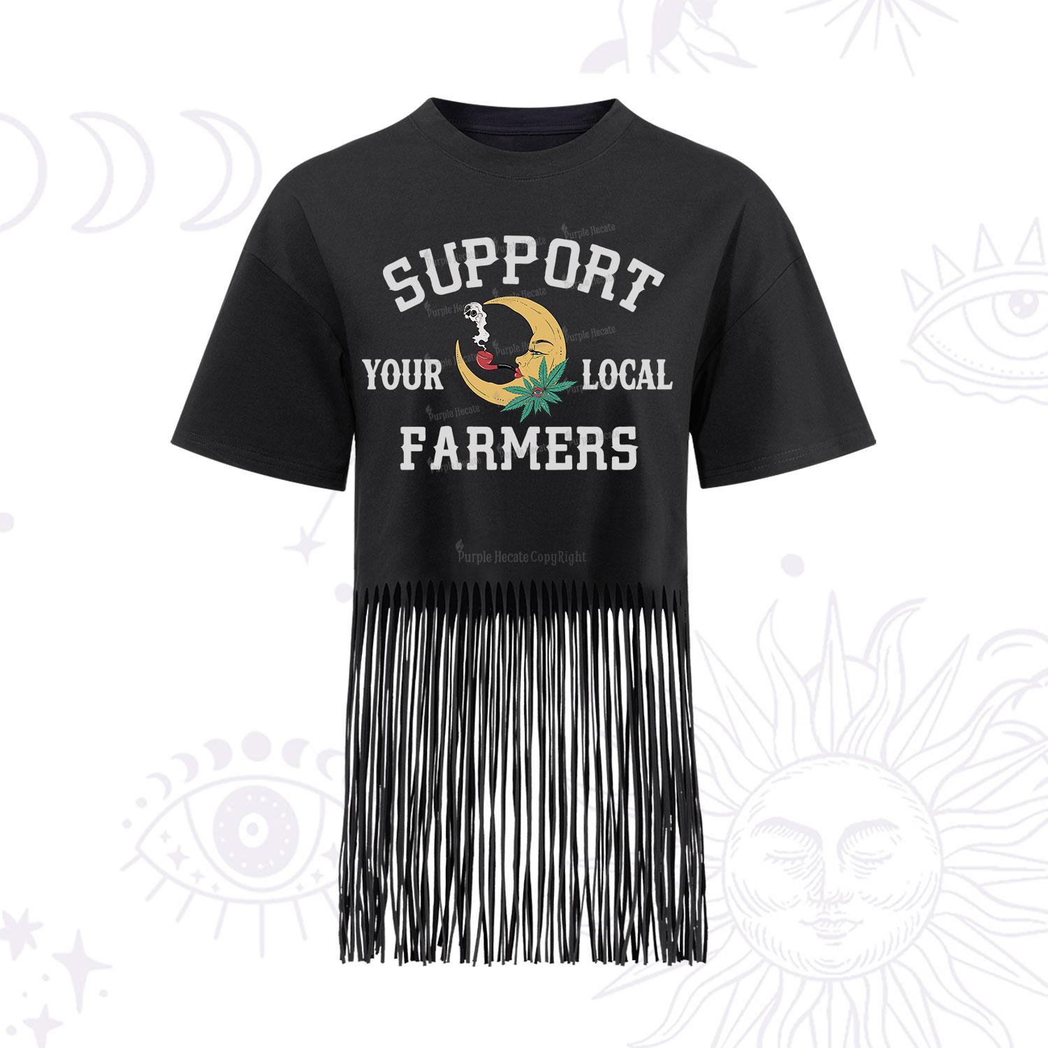 Purplehecate Support Your Local Farmer Fringe Hem T-Shirt