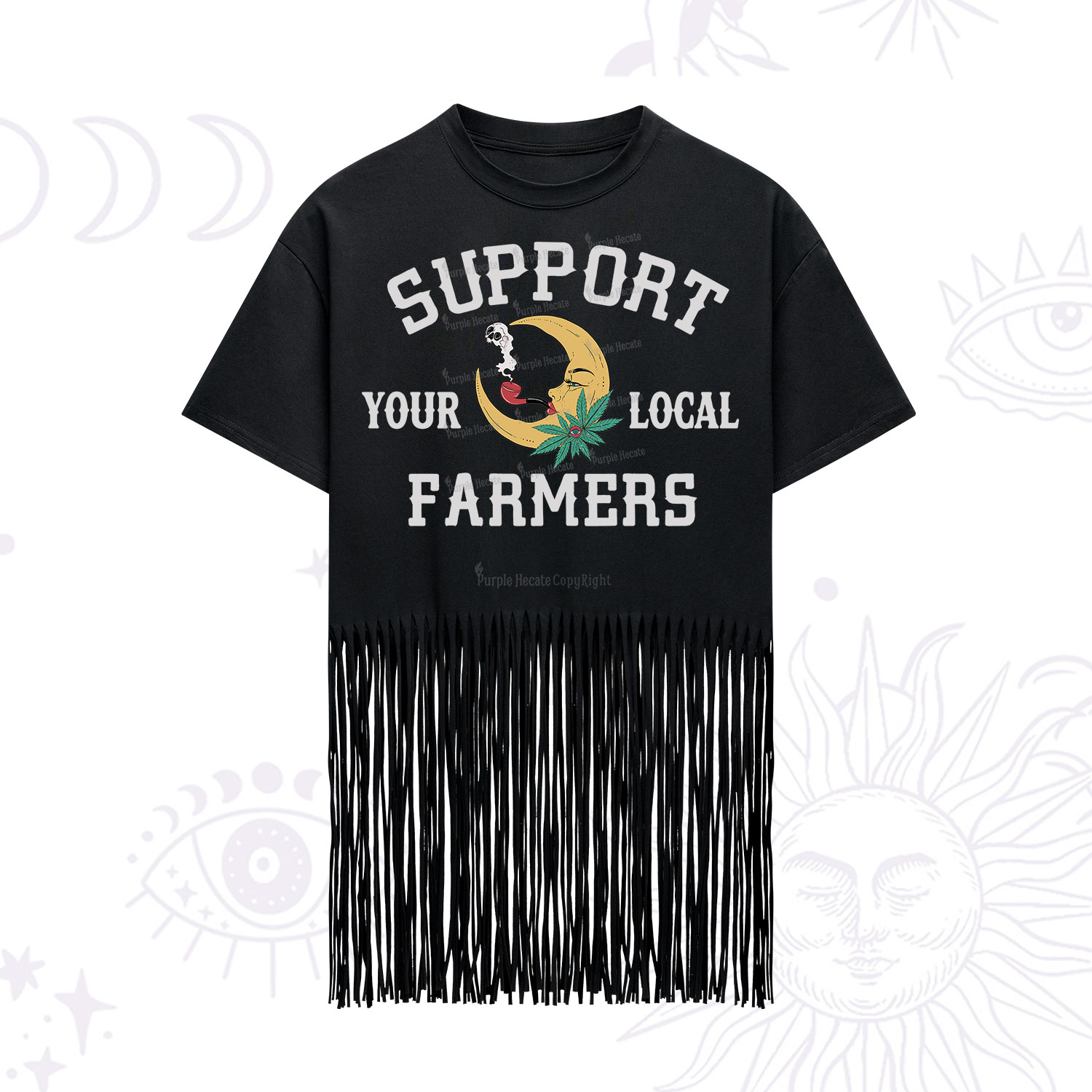 Purplehecate Support Your Local Farmer Fringe Hem T-Shirt