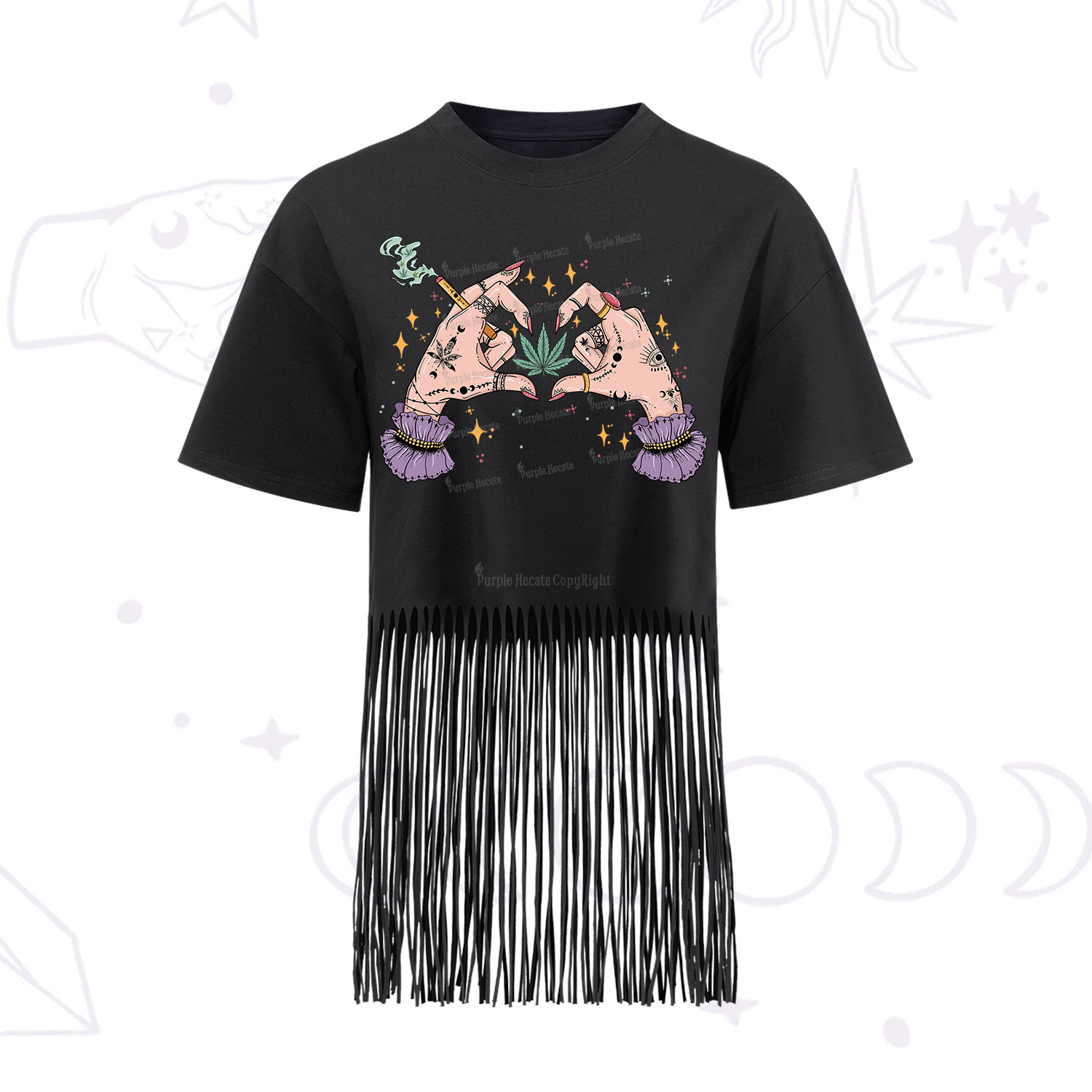 Purplehecate You're Never Alone If You Have Weed Fringe Hem T-Shirt