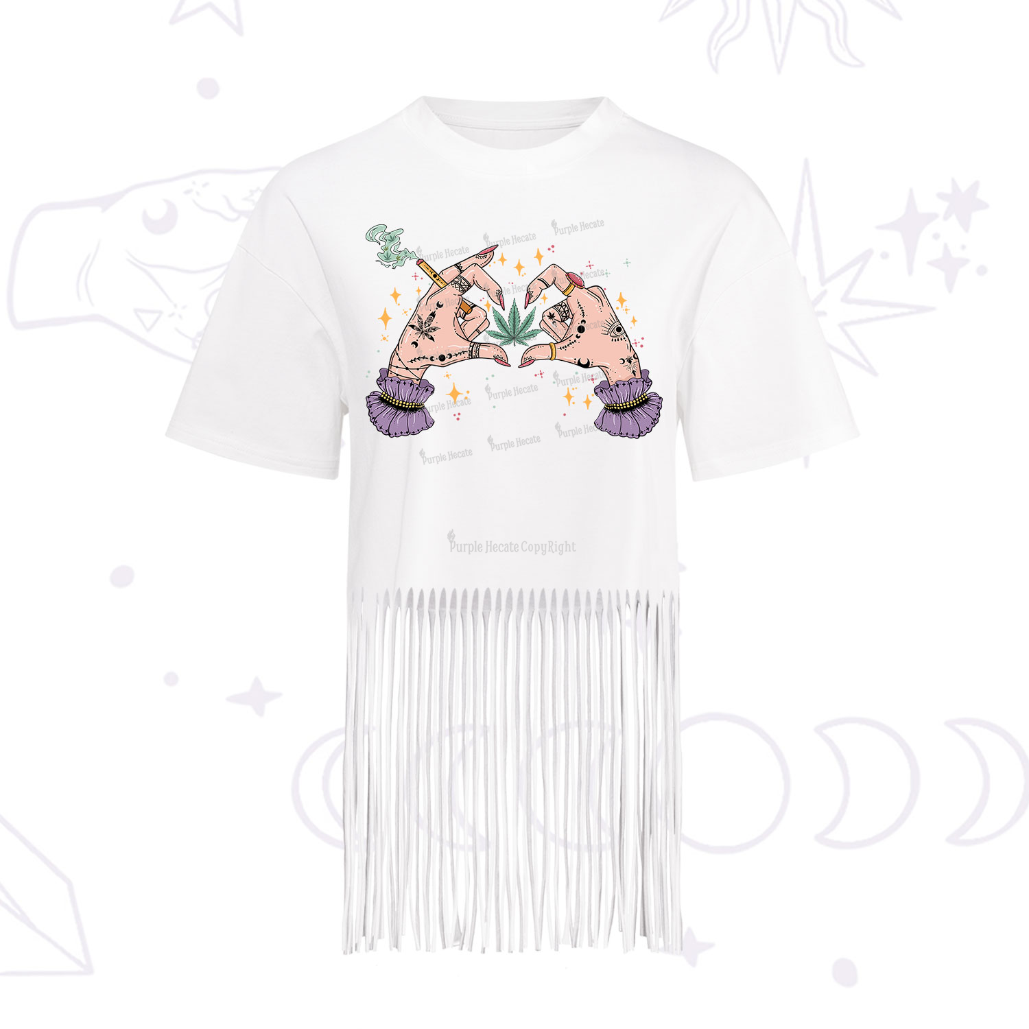 Purplehecate You're Never Alone If You Have Weed Fringe Hem T-Shirt