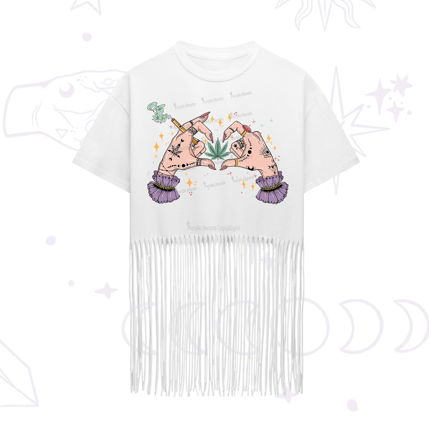 Purplehecate You're Never Alone If You Have Weed Fringe Hem T-Shirt