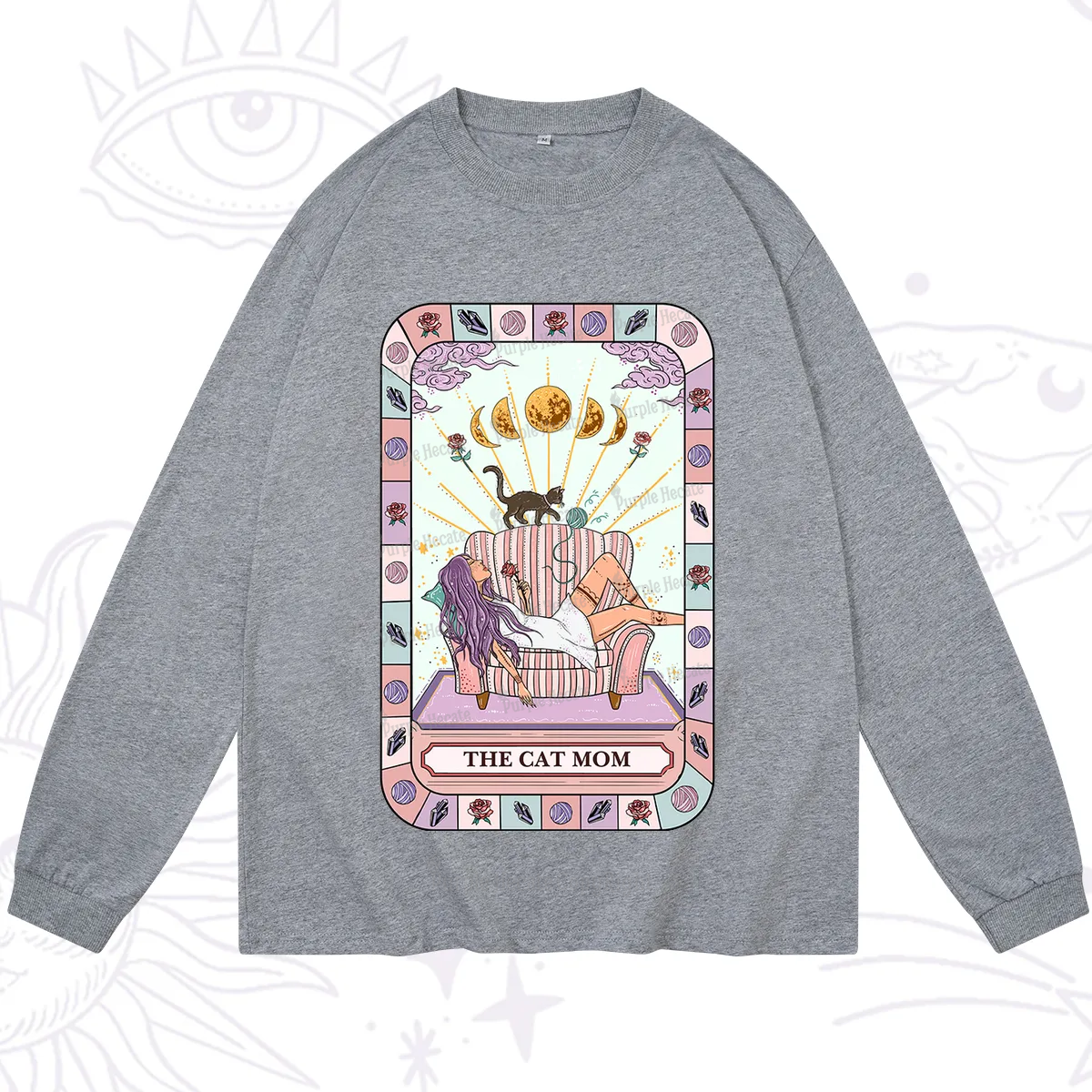 Purplehecate The Chill Cat Mom Long Sleeve T-Shirt