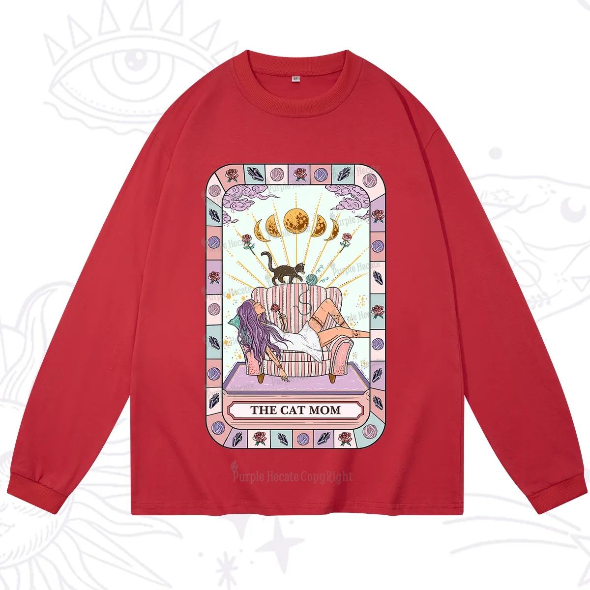 Purplehecate The Chill Cat Mom Long Sleeve T-Shirt