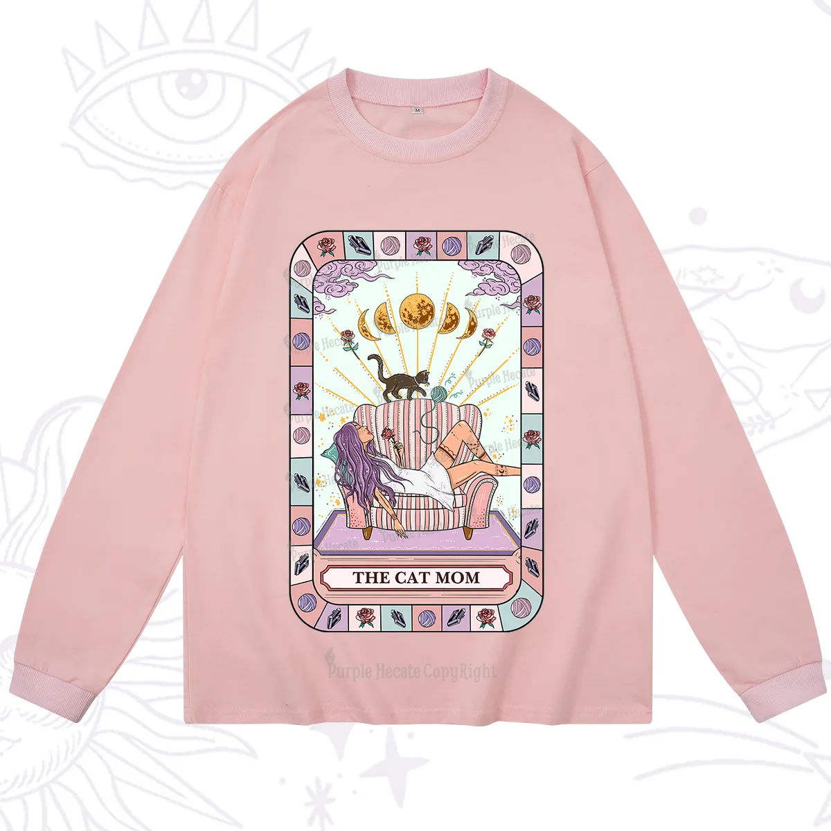 Purplehecate The Chill Cat Mom Long Sleeve T-Shirt
