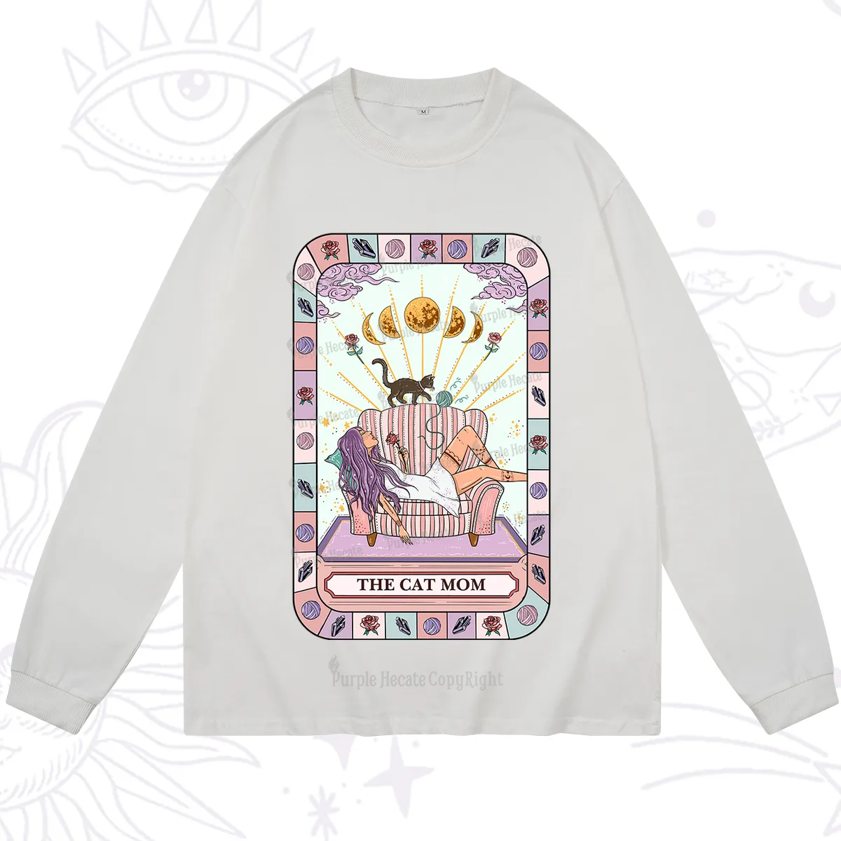 Purplehecate The Chill Cat Mom Long Sleeve T-Shirt