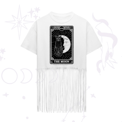 Purplehecate The Moon Tarot Card Fringe Hem T-Shirt