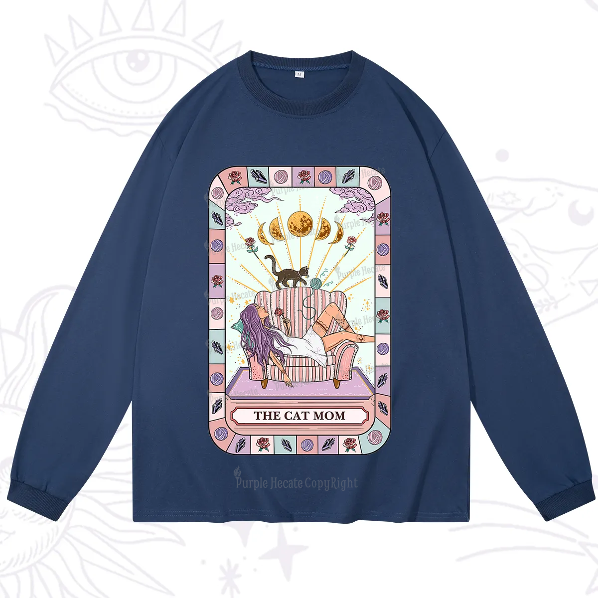 Purplehecate The Chill Cat Mom Long Sleeve T-Shirt