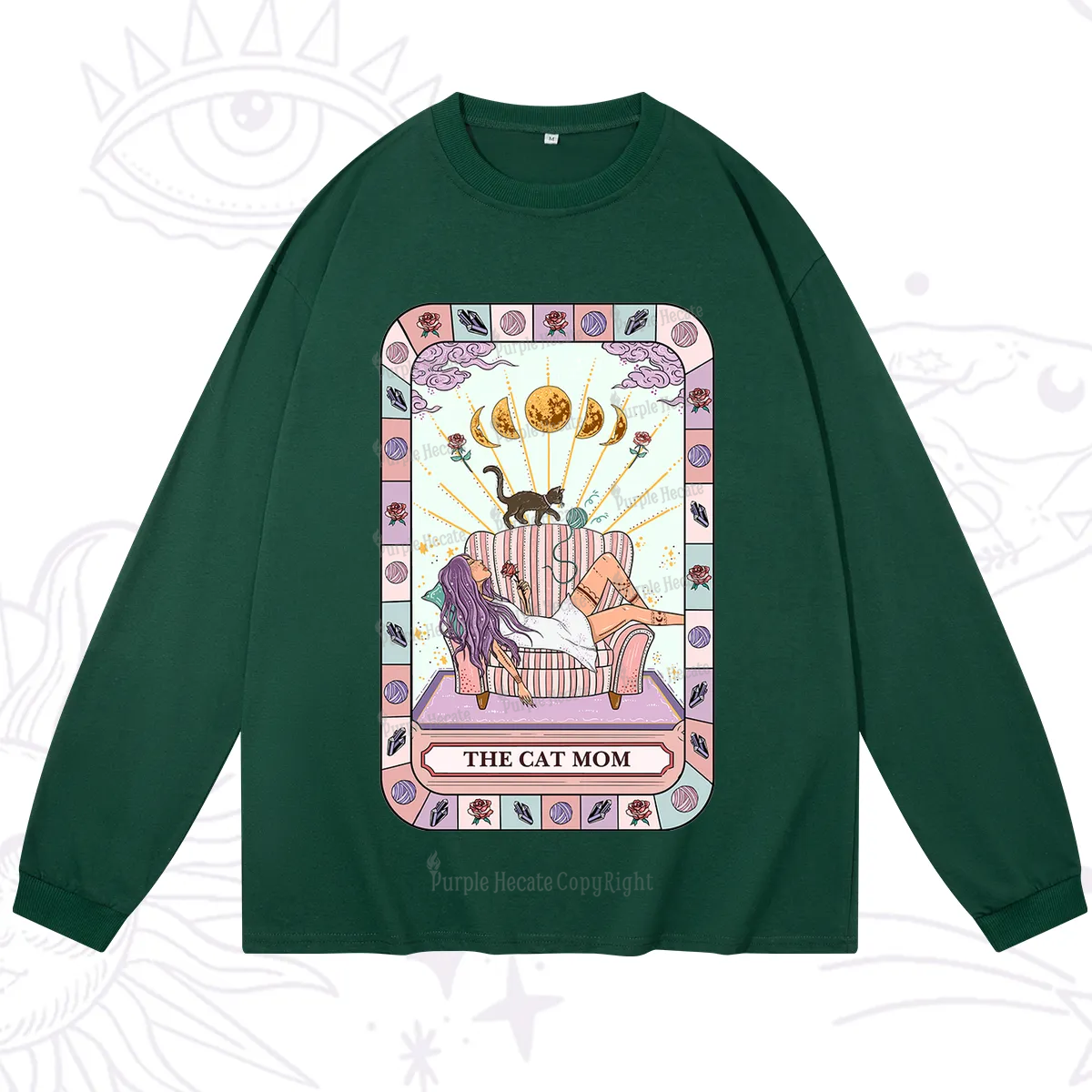 Purplehecate The Chill Cat Mom Long Sleeve T-Shirt