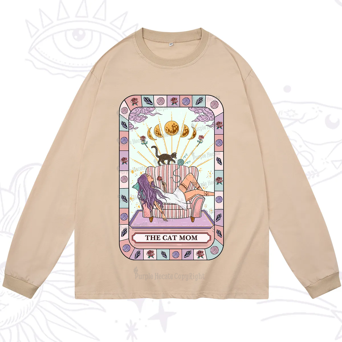 Purplehecate The Chill Cat Mom Long Sleeve T-Shirt