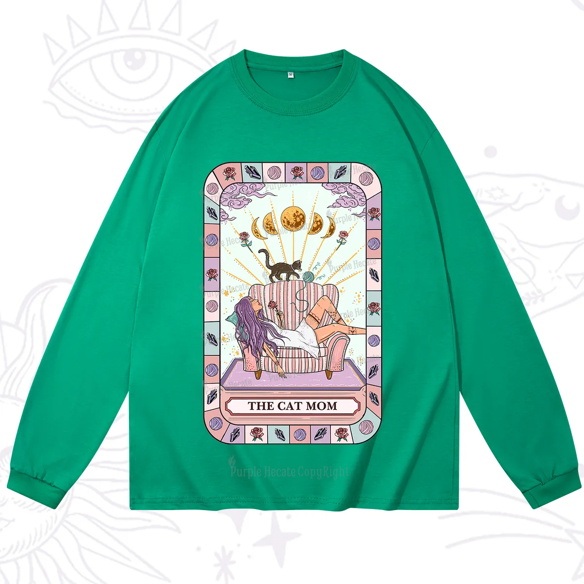 Purplehecate The Chill Cat Mom Long Sleeve T-Shirt