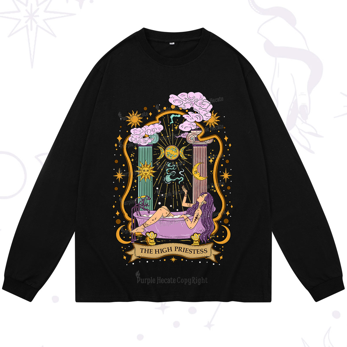 Purplehecate The High Priestess Goddess Long Sleeve T-Shirt