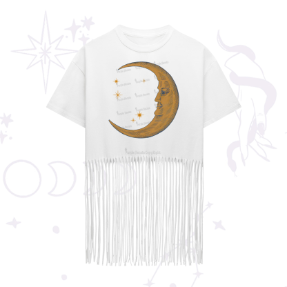 Purplehecate Celestial Moon Fringe Hem T-Shirt