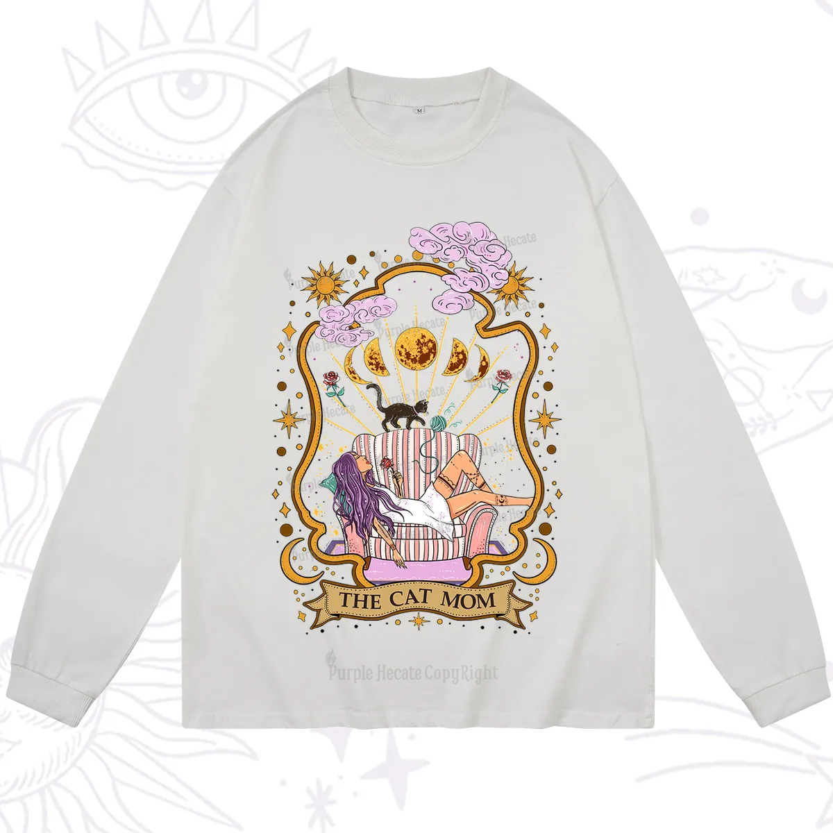 Purplehecate The Cat Mom Goddess Long Sleeve T-Shirt