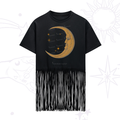 Purplehecate Celestial Moon Fringe Hem T-Shirt