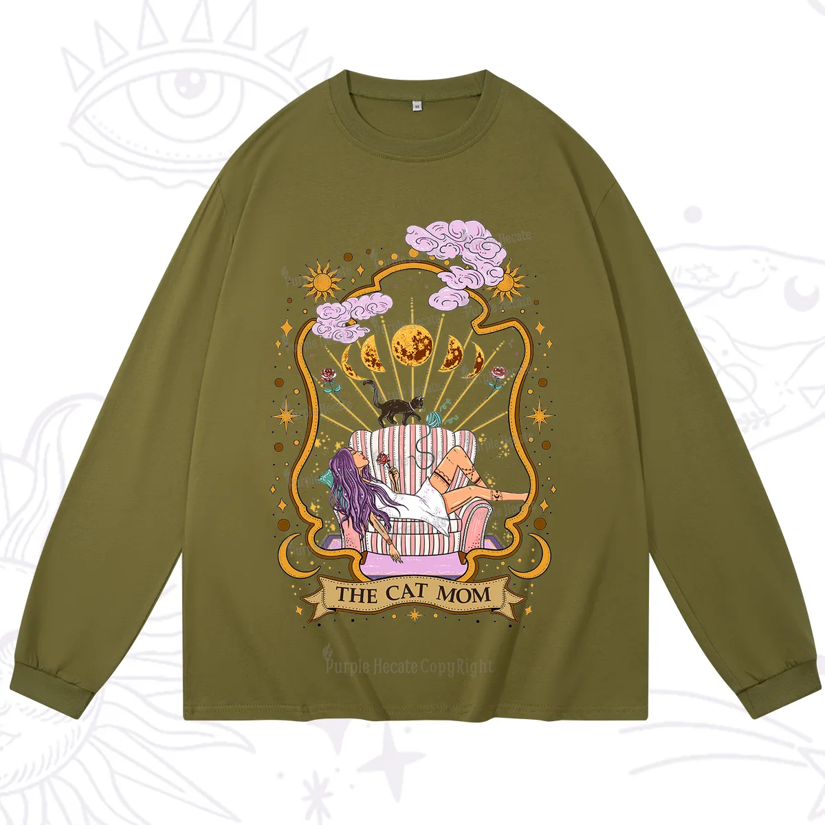 Purplehecate The Cat Mom Goddess Long Sleeve T-Shirt