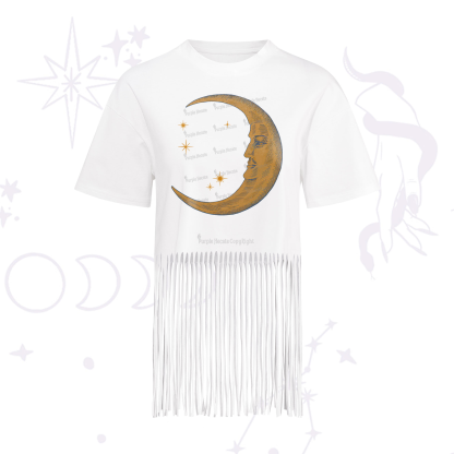 Purplehecate Celestial Moon Fringe Hem T-Shirt