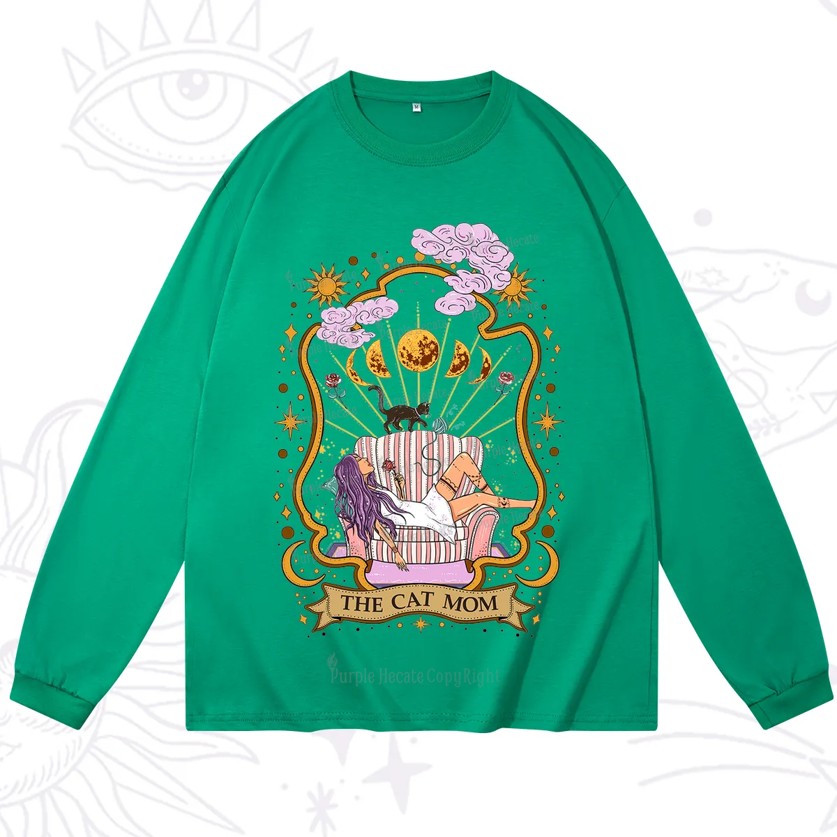 Purplehecate The Cat Mom Goddess Long Sleeve T-Shirt